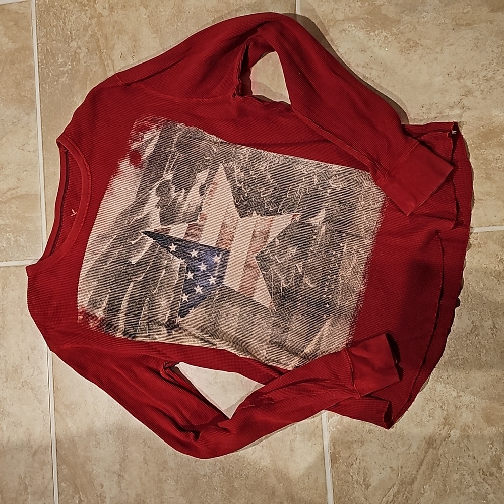 American Outfitters American Flag Shirt Large Stars And Stripes Thermal